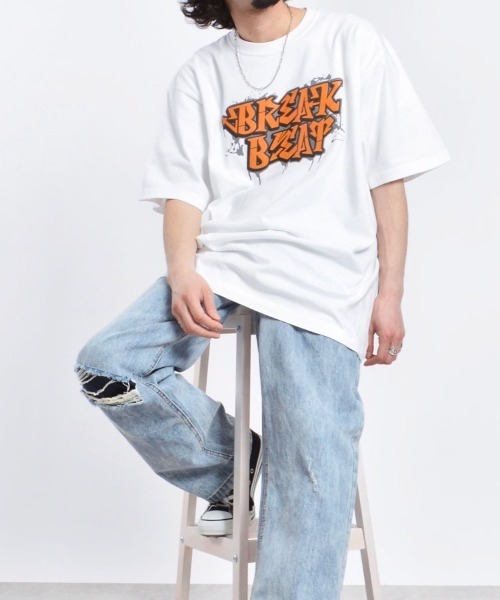 MODISH GAZE(モディシュガゼ)の「【MODISH GAZE】BREAK BEATグラフィックプリントTシャツ(Tシャツ/カットソー・レディース・ロイヤルブルー/ブラック/ホワイト・X-LARGE/LARGE/MEDIUM)」の10枚目の写真