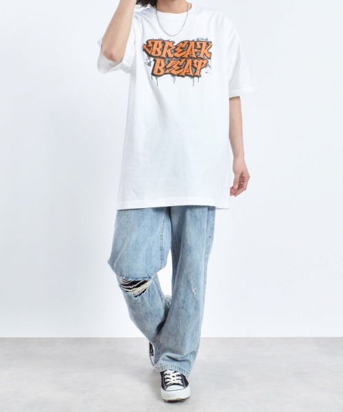 MODISH GAZE(モディシュガゼ)の「【MODISH GAZE】BREAK BEATグラフィックプリントTシャツ(Tシャツ/カットソー・レディース・ロイヤルブルー/ブラック/ホワイト・X-LARGE/LARGE/MEDIUM)」の16枚目の写真