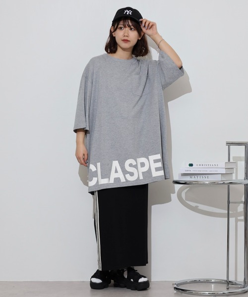 atONE(アットワン)の「裾前後ロゴプリントウルトラBIGサイズTシャツ(Tシャツ/カットソー・レディース・ブラック/カーキ/杢グレー・M/L)」の14枚目の写真