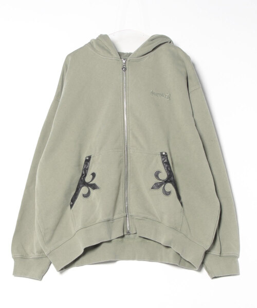 SUPPLIER/【LHP EXCLUSIVE】FLEUR LEATHER PATCH ZIP HOODIE