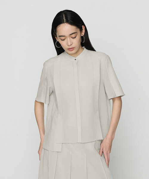 COMME CA（コムサ）の「フィネスボイル 半袖ブラウス（シャツ/ブラウス・レディース・ダークネイビー/ライトグレー・9号）」の5枚目の写真