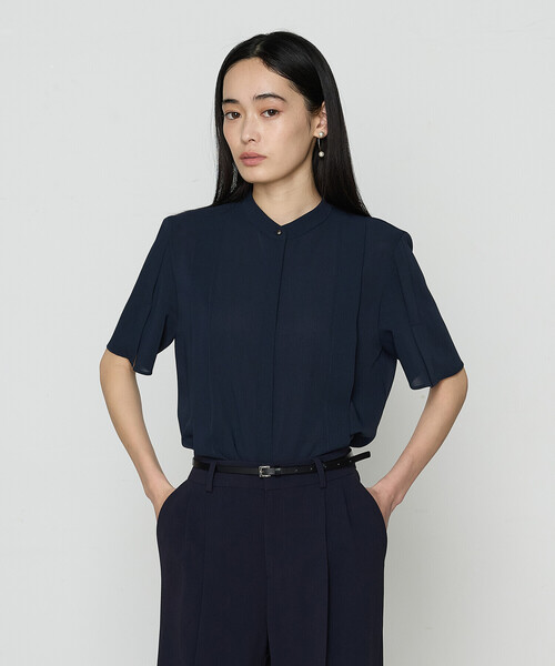 COMME CA（コムサ）の「フィネスボイル 半袖ブラウス（シャツ/ブラウス・レディース・ダークネイビー/ライトグレー・9号）」の8枚目の写真