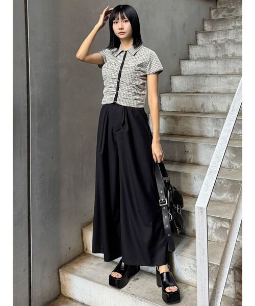 MURUA（ムルーア）の「レイヤードチュールクロップドシャツ（シャツ/ブラウス・レディース・ブラック/その他/グレー・FREE）」の14枚目の写真