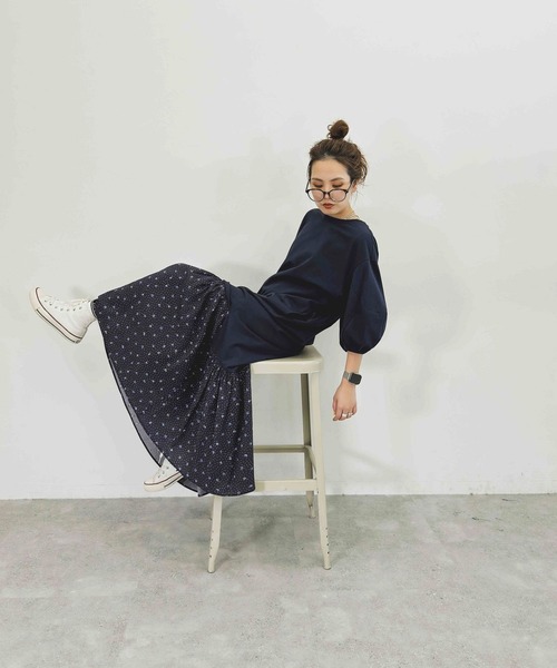 niko and...（ニコアンド）の「【MODE NORM CORE]】BIGTドッキングワンピース（ワンピース・レディース・スモーク/ブラック/ネイビー・MEDIUM/LARGE）」の14枚目の写真