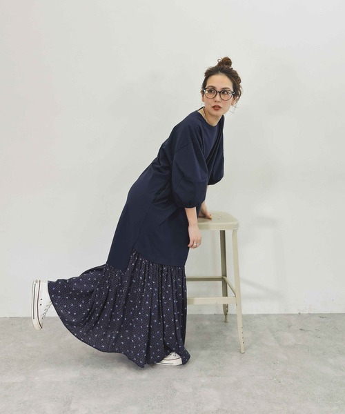 niko and...（ニコアンド）の「【MODE NORM CORE]】BIGTドッキングワンピース（ワンピース・レディース・スモーク/ブラック/ネイビー・MEDIUM/LARGE）」の15枚目の写真