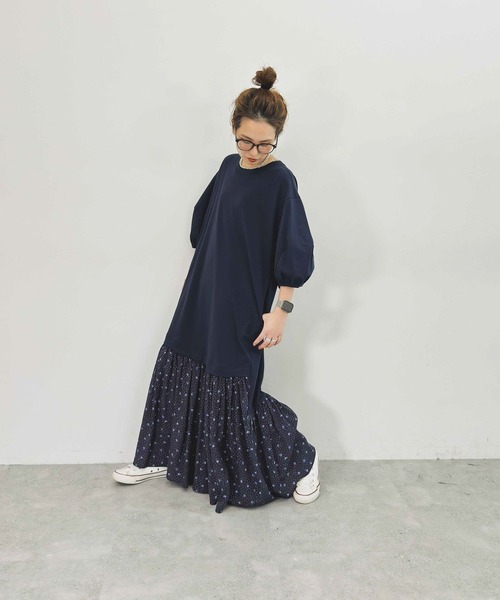 niko and...（ニコアンド）の「【MODE NORM CORE]】BIGTドッキングワンピース（ワンピース・レディース・スモーク/ブラック/ネイビー・MEDIUM/LARGE）」の16枚目の写真