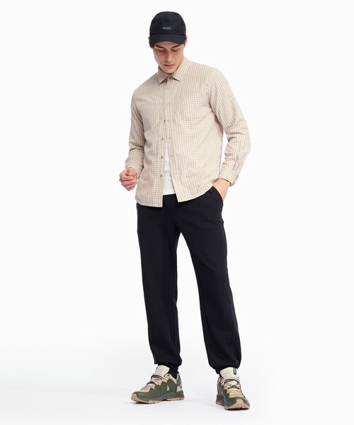 AIGLE（エーグル）の「吸水速乾 リバーシブルシャツ / ストライプ ギンガムチェック（シャツ/ブラウス・メンズ・ブラック/ベージュ・M/L/XL/S）」の4枚目の写真
