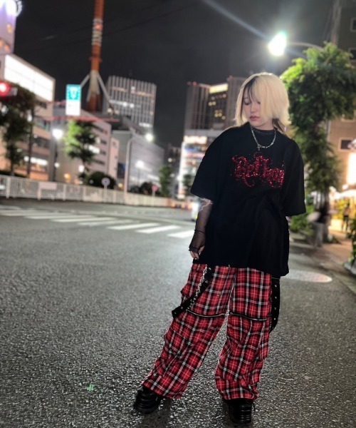 トラバストーキョー サスペンダー付きチェックカーゴパンツ TRAVAS TOKYO【トラバストーキョー】サスペンダー付きセパレート