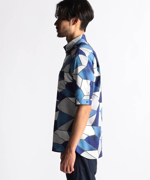 NICOLE CLUB FOR MEN（ニコルクラブフォーメン）の「アラカルトプリント ＢＤスタンドシャツ（シャツ/ブラウス・メンズ・ホワイト系/ブルー系/ブラック系・LARGE/MEDIUM/X-LARGE）」の8枚目の写真