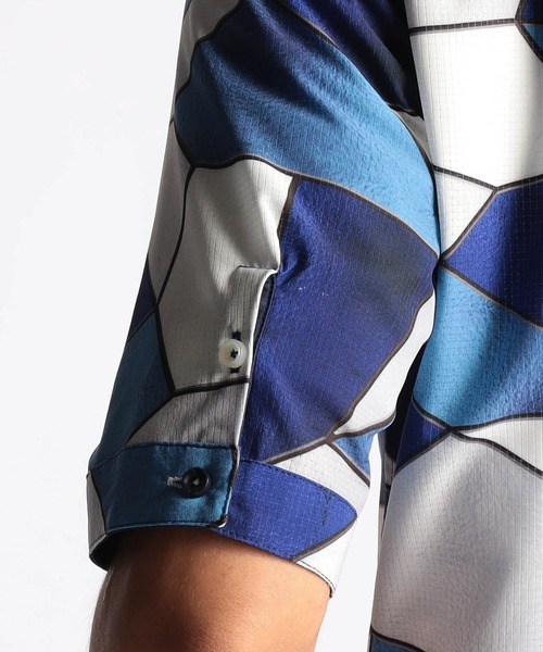 NICOLE CLUB FOR MEN（ニコルクラブフォーメン）の「アラカルトプリント ＢＤスタンドシャツ（シャツ/ブラウス・メンズ・ホワイト系/ブルー系/ブラック系・LARGE/MEDIUM/X-LARGE）」の12枚目の写真