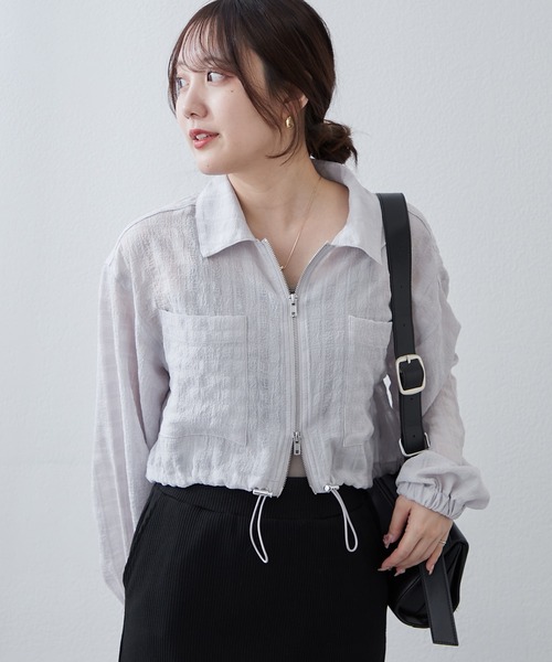 Another Branch olive des olive（アナザーブランチオリーブデオリーブ）の「ＷＺＩＰシアＢＺ（ブルゾン・レディース・ブラック/サックスブルー/オフホワイト・FREE）」の3枚目の写真