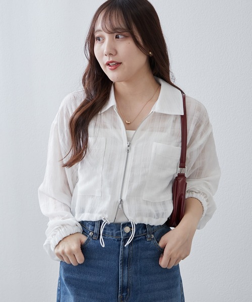 Another Branch olive des olive（アナザーブランチオリーブデオリーブ）の「ＷＺＩＰシアＢＺ（ブルゾン・レディース・ブラック/サックスブルー/オフホワイト・FREE）」の6枚目の写真