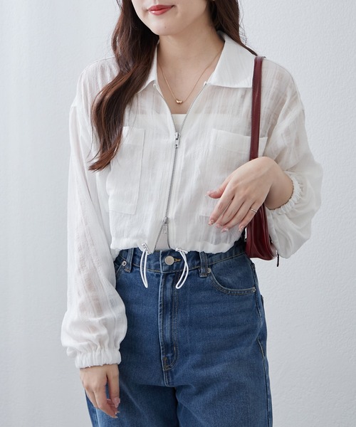 Another Branch olive des olive（アナザーブランチオリーブデオリーブ）の「ＷＺＩＰシアＢＺ（ブルゾン・レディース・ブラック/サックスブルー/オフホワイト・FREE）」の7枚目の写真