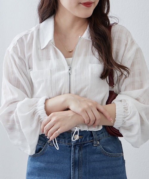 Another Branch olive des olive（アナザーブランチオリーブデオリーブ）の「ＷＺＩＰシアＢＺ（ブルゾン・レディース・ブラック/サックスブルー/オフホワイト・FREE）」の8枚目の写真