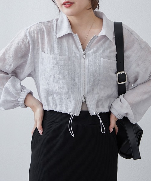 Another Branch olive des olive（アナザーブランチオリーブデオリーブ）の「ＷＺＩＰシアＢＺ（ブルゾン・レディース・ブラック/サックスブルー/オフホワイト・FREE）」の13枚目の写真