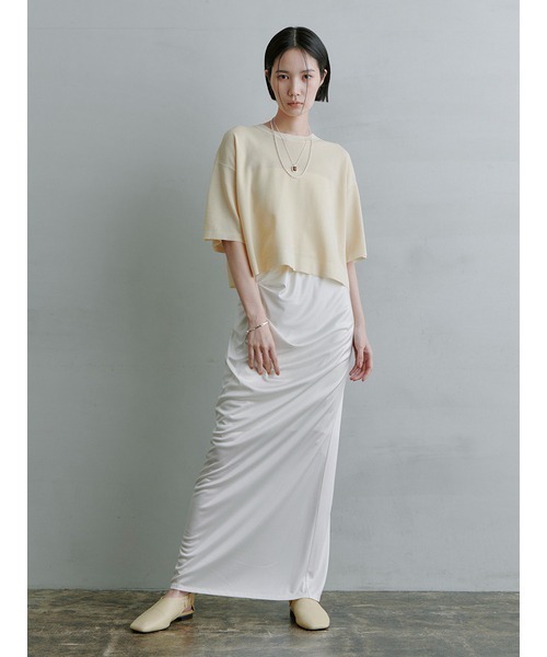 MIESROHE（ミースロエ）の「ｼｱｰﾜｲﾄﾞTﾆｯﾄ（ニット/セーター・レディース・グレー/ホワイト/ブラック/イエロー/ライトブルー・FREE）」の6枚目の写真