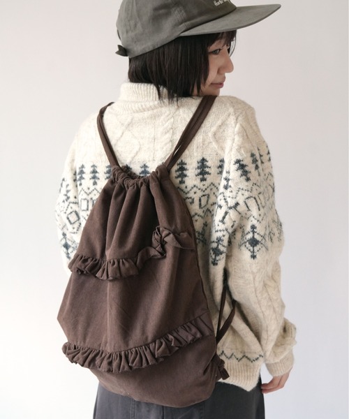 Port（ポート）の「【 SORUTT / ソルト 】 フリル レトロ ナップサック #_（バックパック/リュック・レディース・カーキ/ブラウン/ベージュ・FREE）」の2枚目の写真