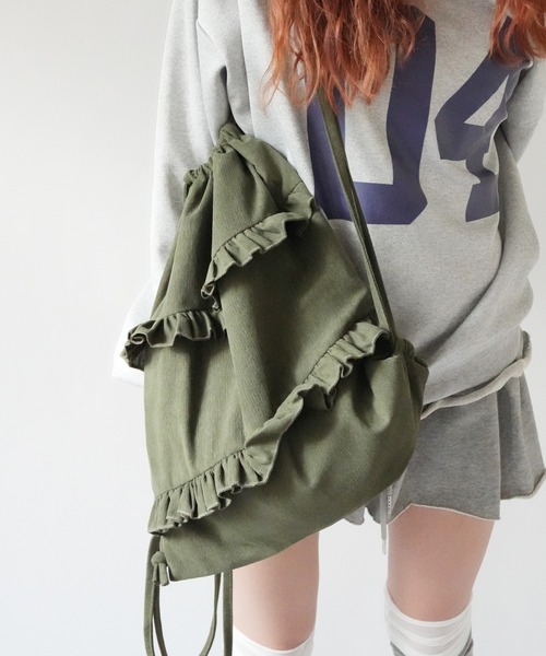 Port（ポート）の「【 SORUTT / ソルト 】 フリル レトロ ナップサック #_（バックパック/リュック・レディース・カーキ/ブラウン/ベージュ・FREE）」の18枚目の写真