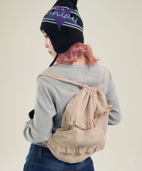 Port（ポート）の「【 SORUTT / ソルト 】 フリル レトロ ナップサック #_（バックパック/リュック・レディース・カーキ/ブラウン/ベージュ・FREE）」の5枚目の写真