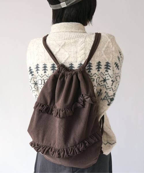 Port（ポート）の「【 SORUTT / ソルト 】 フリル レトロ ナップサック #_（バックパック/リュック・レディース・カーキ/ブラウン/ベージュ・FREE）」の7枚目の写真