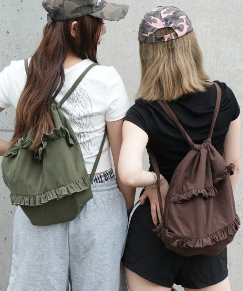 Port（ポート）の「【 SORUTT / ソルト 】 フリル レトロ ナップサック #_（バックパック/リュック・レディース・カーキ/ブラウン/ベージュ・FREE）」の12枚目の写真
