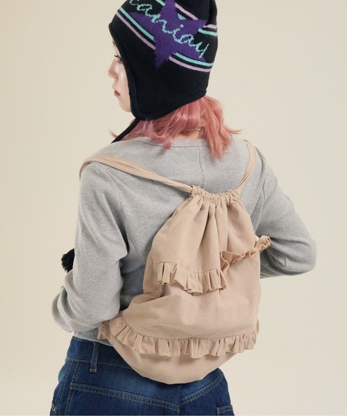 Port（ポート）の「【 SORUTT / ソルト 】 フリル レトロ ナップサック #_（バックパック/リュック・レディース・カーキ/ブラウン/ベージュ・FREE）」の4枚目の写真