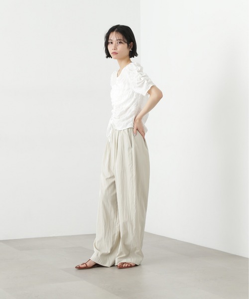 N.（N. Natural Beauty Basic）（エヌエヌナチュラルビューティーベーシック）の「【PS/低身長サイズ】ライトコットンイージーパンツ（その他パンツ・レディース・ライトグリーン/オフホワイト/チャコールグレー・MEDIUM/P/S）」の8枚目の写真