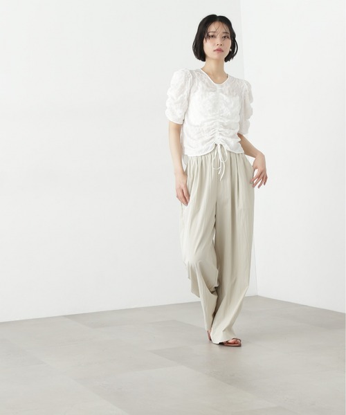 N.（N. Natural Beauty Basic）（エヌエヌナチュラルビューティーベーシック）の「【PS/低身長サイズ】ライトコットンイージーパンツ（その他パンツ・レディース・ライトグリーン/オフホワイト/チャコールグレー・MEDIUM/P/S）」の9枚目の写真