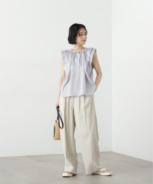 N.（N. Natural Beauty Basic）（エヌエヌナチュラルビューティーベーシック）の「【PS/低身長サイズ】ライトコットンイージーパンツ（その他パンツ・レディース・ライトグリーン/オフホワイト/チャコールグレー・MEDIUM/P/S）」の18枚目の写真