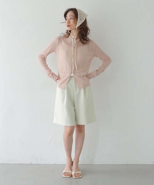 CLEIO（クレイオ）の「【CLEIO】ベルト付きタックショートパンツ BELTED TUCK SHORTS/737-13672（その他パンツ・レディース・アイボリー/ブラック・FREE）」の7枚目の写真