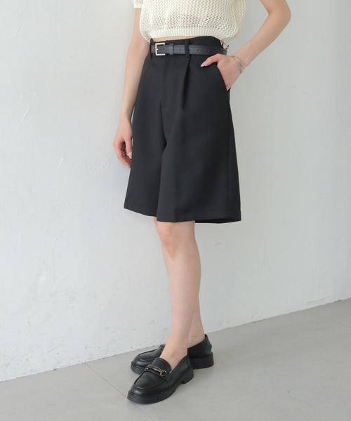 CLEIO（クレイオ）の「【CLEIO】ベルト付きタックショートパンツ BELTED TUCK SHORTS/737-13672（その他パンツ・レディース・アイボリー/ブラック・FREE）」の14枚目の写真