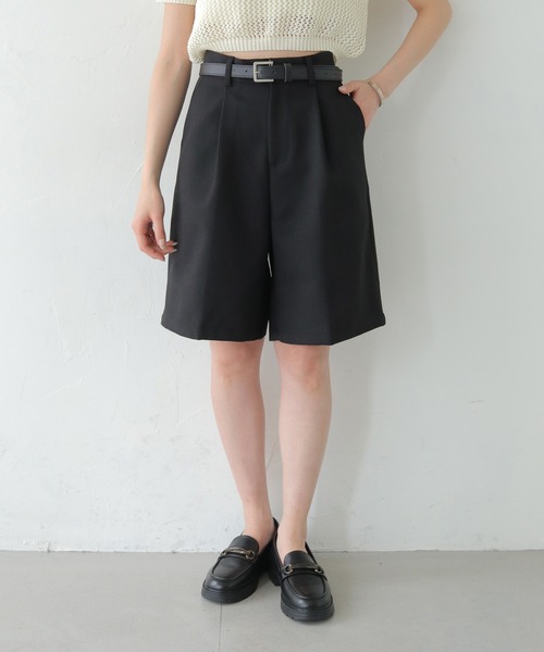 CLEIO（クレイオ）の「【CLEIO】ベルト付きタックショートパンツ BELTED TUCK SHORTS/737-13672（その他パンツ・レディース・アイボリー/ブラック・FREE）」の11枚目の写真