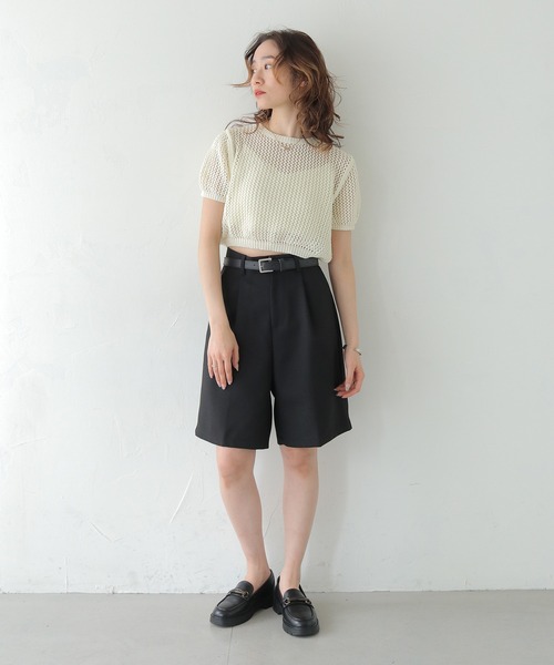 CLEIO（クレイオ）の「【CLEIO】ベルト付きタックショートパンツ BELTED TUCK SHORTS/737-13672（その他パンツ・レディース・アイボリー/ブラック・FREE）」の17枚目の写真