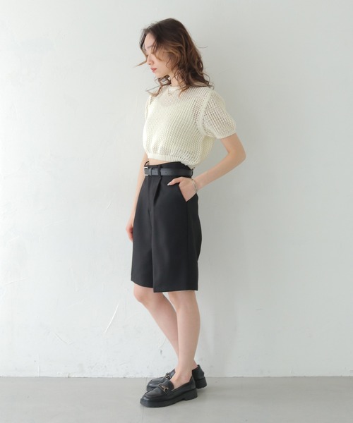 CLEIO（クレイオ）の「【CLEIO】ベルト付きタックショートパンツ BELTED TUCK SHORTS/737-13672（その他パンツ・レディース・アイボリー/ブラック・FREE）」の20枚目の写真