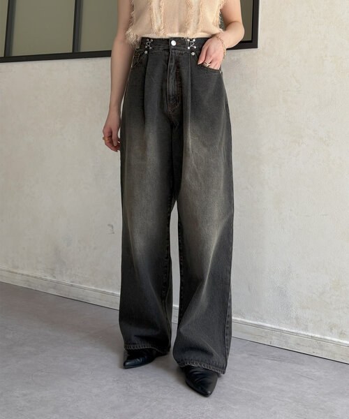 Thevon（ゼボン）の「フックワイドデニム（その他パンツ・レディース・ブラック/ブラウン・S/M）」の6枚目の写真