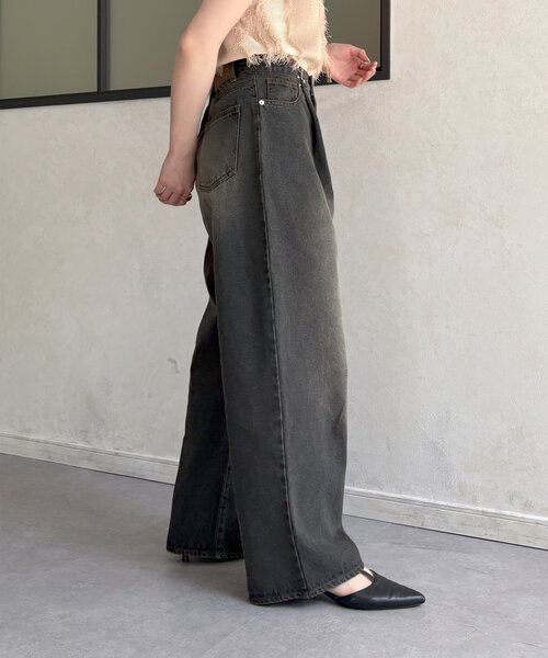 Thevon（ゼボン）の「フックワイドデニム（その他パンツ・レディース・ブラック/ブラウン・S/M）」の9枚目の写真