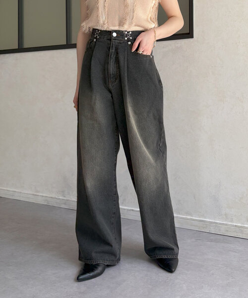 Thevon（ゼボン）の「フックワイドデニム（その他パンツ・レディース・ブラック/ブラウン・S/M）」の10枚目の写真