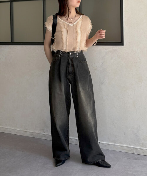 Thevon（ゼボン）の「フックワイドデニム（その他パンツ・レディース・ブラック/ブラウン・S/M）」の12枚目の写真