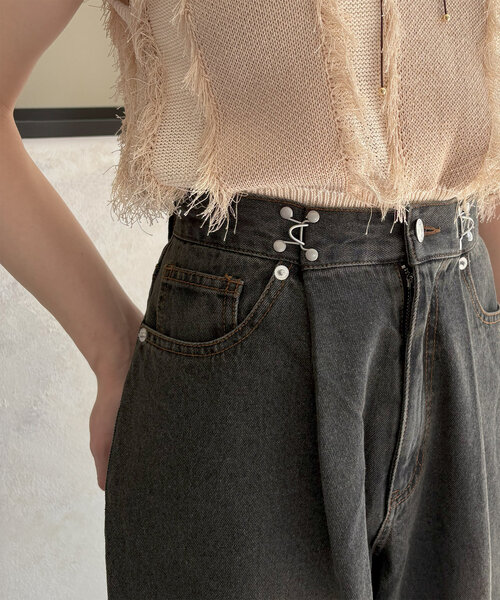 Thevon（ゼボン）の「フックワイドデニム（その他パンツ・レディース・ブラック/ブラウン・S/M）」の14枚目の写真