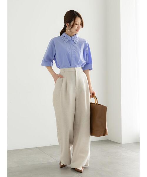 Te chichi（テチチ）の「レースカラー5分袖シャツブラウス（シャツ/ブラウス・レディース・オフホワイト/サックスブルー・F）」の20枚目の写真