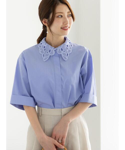 Te chichi（テチチ）の「レースカラー5分袖シャツブラウス（シャツ/ブラウス・レディース・オフホワイト/サックスブルー・F）」の21枚目の写真