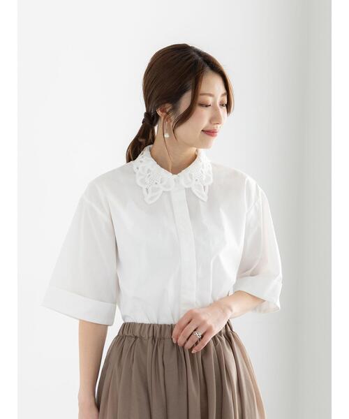 Te chichi（テチチ）の「レースカラー5分袖シャツブラウス（シャツ/ブラウス・レディース・オフホワイト/サックスブルー・F）」の18枚目の写真