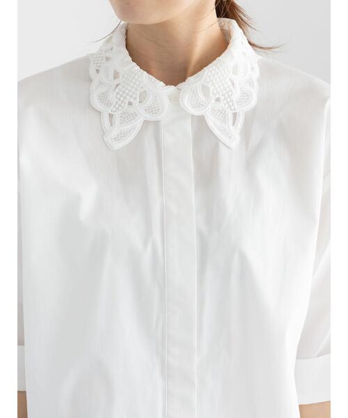 Te chichi（テチチ）の「レースカラー5分袖シャツブラウス（シャツ/ブラウス・レディース・オフホワイト/サックスブルー・F）」の7枚目の写真