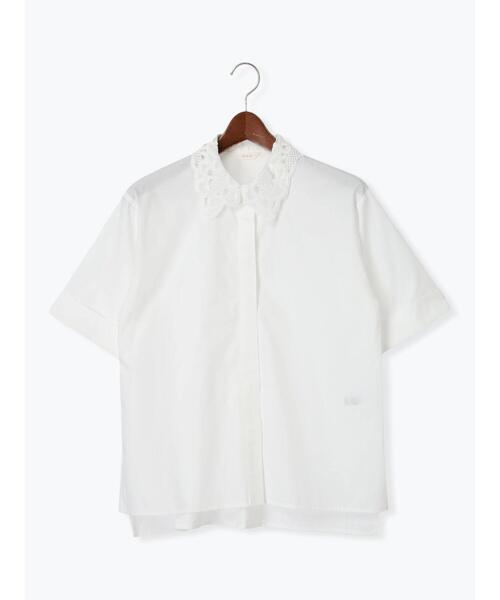 Te chichi（テチチ）の「レースカラー5分袖シャツブラウス（シャツ/ブラウス・レディース・オフホワイト/サックスブルー・F）」の9枚目の写真