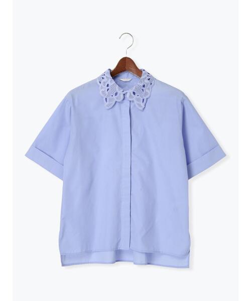 Te chichi（テチチ）の「レースカラー5分袖シャツブラウス（シャツ/ブラウス・レディース・オフホワイト/サックスブルー・F）」の10枚目の写真