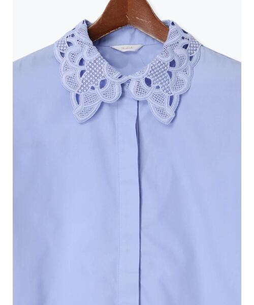 Te chichi（テチチ）の「レースカラー5分袖シャツブラウス（シャツ/ブラウス・レディース・オフホワイト/サックスブルー・F）」の12枚目の写真