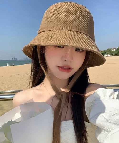 shopnikoniko（ショップニコニコ）の「ストローハット リボン 紐付き ペーパー編み  帽子 ハット（ハット・レディース・アイボリー/ベージュ/ブラック・フリー）」の13枚目の写真