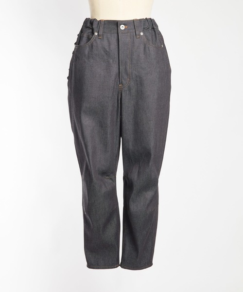 gomme（ゴム）の「8ozデニム　ニーダーツパンツ（デニムパンツ・レディース・ブラック/インディゴブルー・MEDIUM）」の10枚目の写真