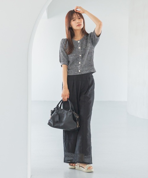 mysty woman（ミスティウーマン）の「パッチワークストレートパンツ 571300（その他パンツ・レディース・オフホワイト/ブラック・FREE）」の11枚目の写真