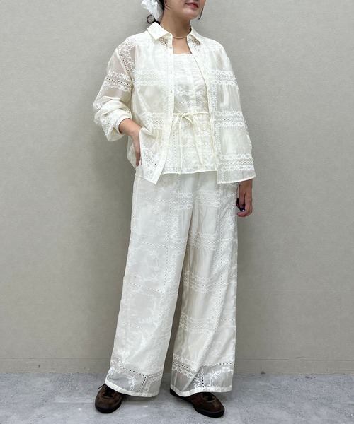 mysty woman（ミスティウーマン）の「パッチワークストレートパンツ 571300（その他パンツ・レディース・オフホワイト/ブラック・FREE）」の13枚目の写真